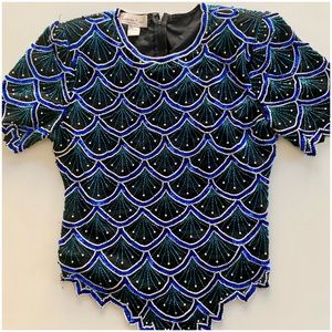 Vintage Beaded Silk Top